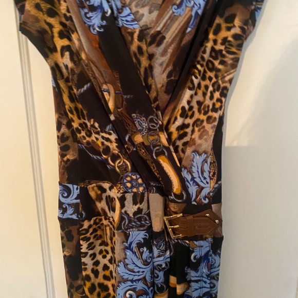 CACHE Dress, Faux Wrap, Cap Sleeve, Leopard/Baroque/Lux print, Pullover - Picture 7 of 14